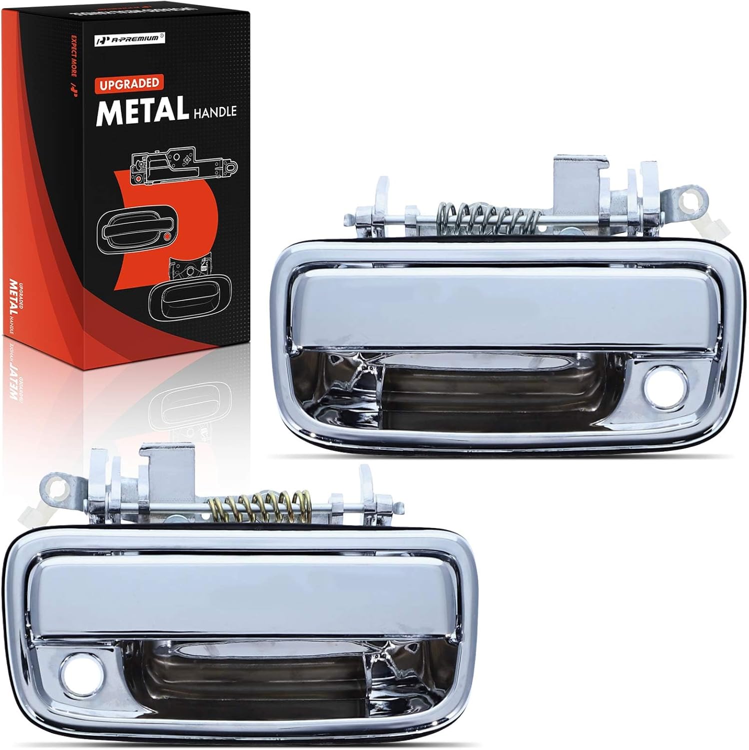 A-Premium Upgraded Metal Exterior Door Handles Compatible with Toyota Tacoma 1995-2004, Chrome, 2-PC Set, Front Driver and Passenger Side, Replace# 6921035020-ACHMT