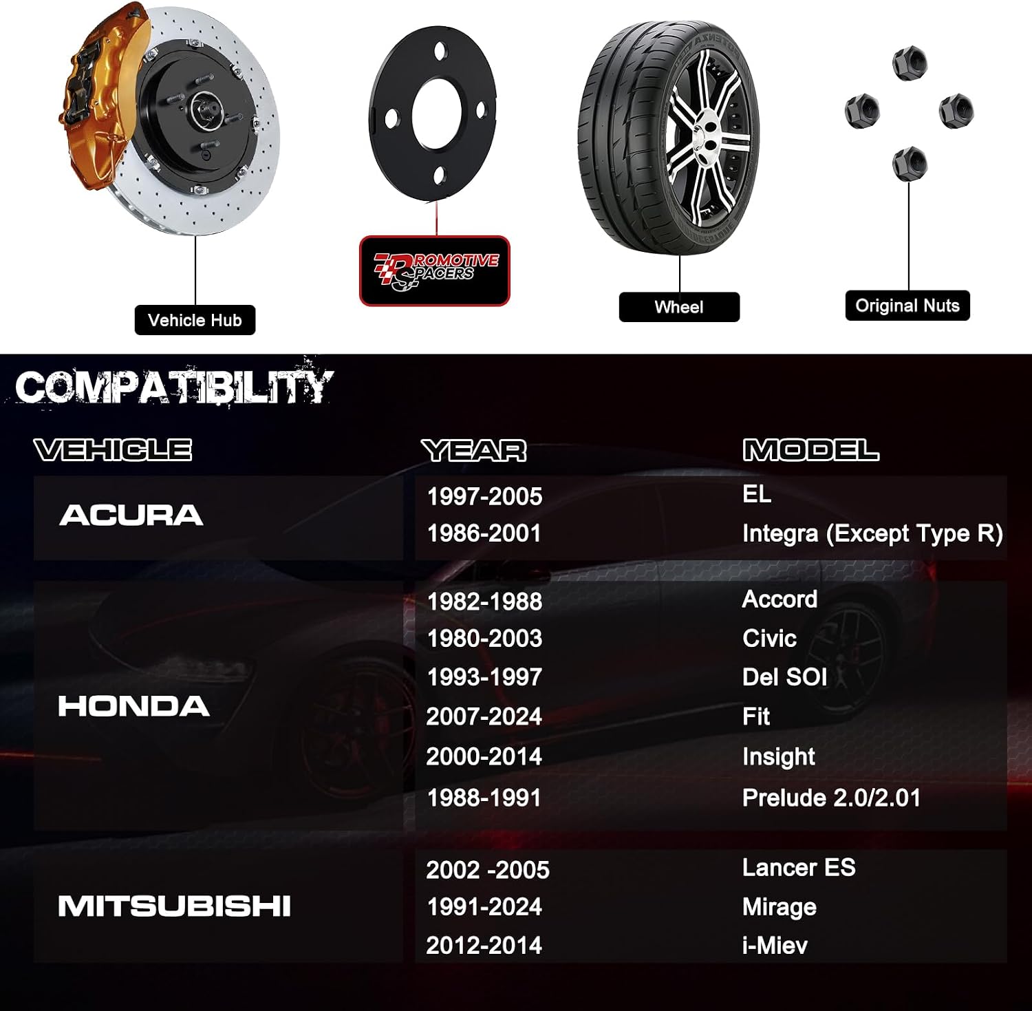 Active Cooling 4x100(5mm) Forged Wheel Spacers Compatible for Acura EL, Thread Pitch M12×1.5,56.1mm Center Bore Wheel Spacer 2PCS