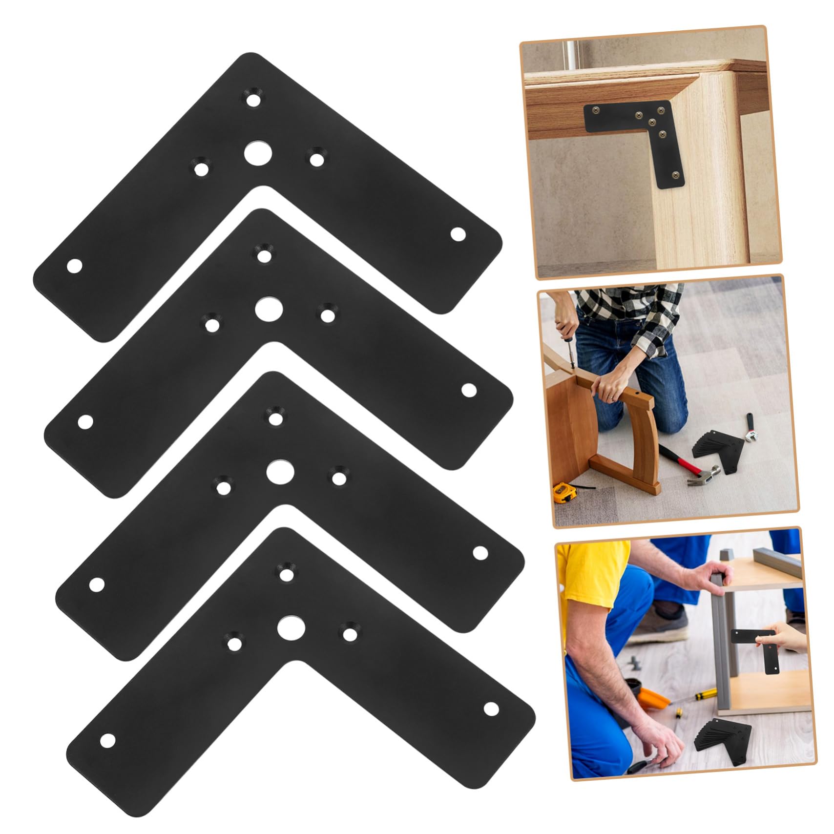 10 Pezzi Staffe Angolari di Supporto in Ferro Nero | Piastra di Riparazione 4×4×1¼, Spessore 2mm, Installazione Semplice per Rinforzo Mobili