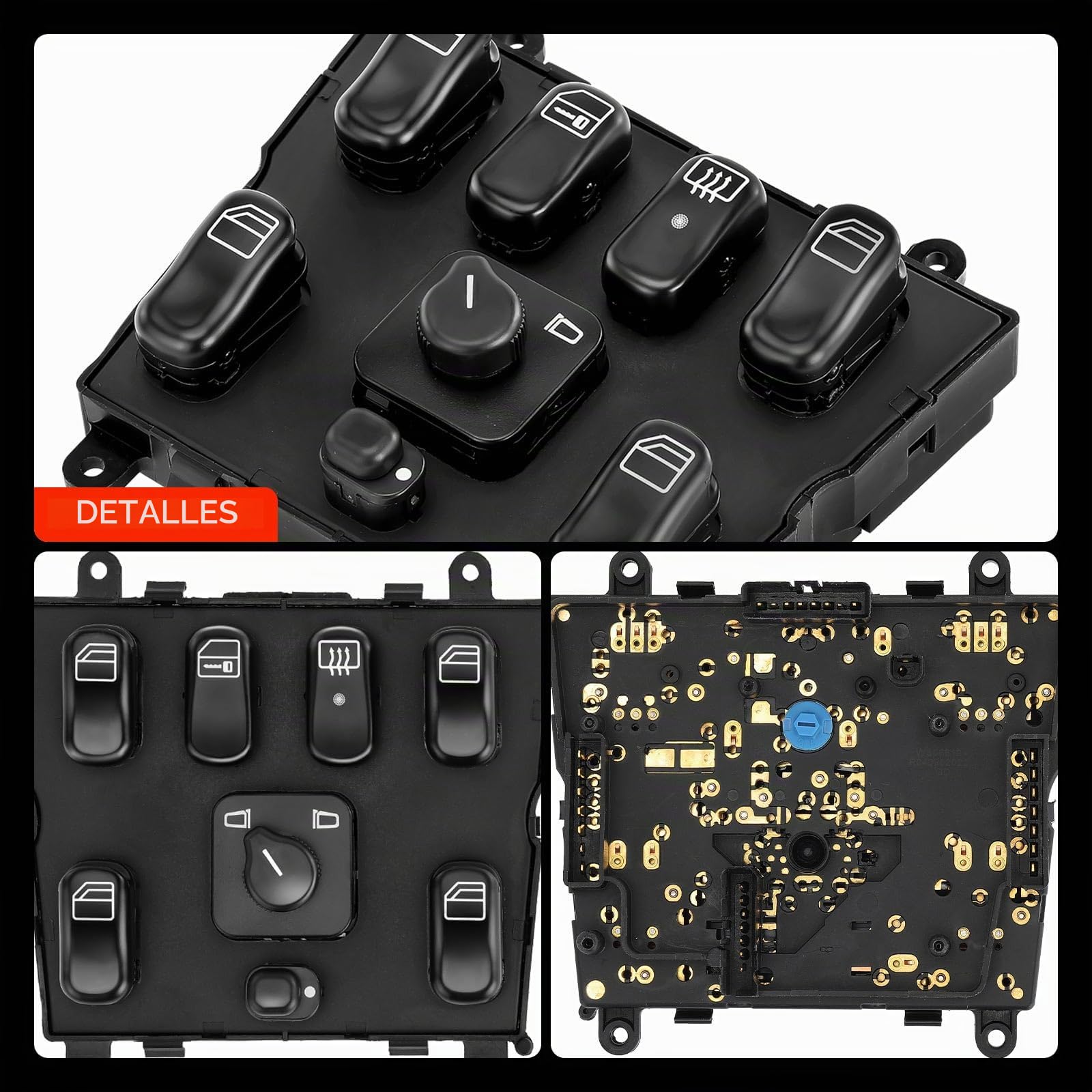 Frankberg Interruptores de botón para automóviles; SteuerInterruptor Compatible con Clase M W163 ML 55 AM.G ML 230 ML 270 CDi ML 320 ML 350 ML 400 CDi ML 430 ML 500 1998-2005 Replace# 1638206610