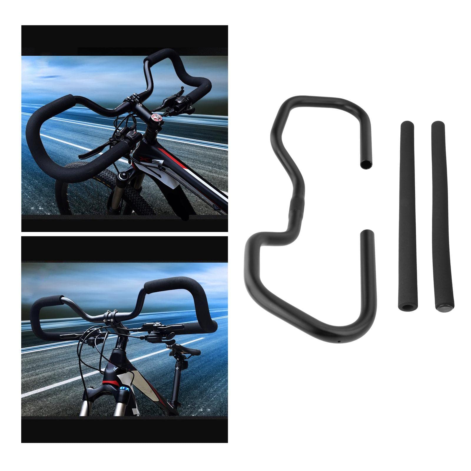 Manillar de 25,4 x 600 mm con forma de mariposa para trekking, bicicleta de turismo, bicicleta de carreras, color negro arena, 59,9 cm