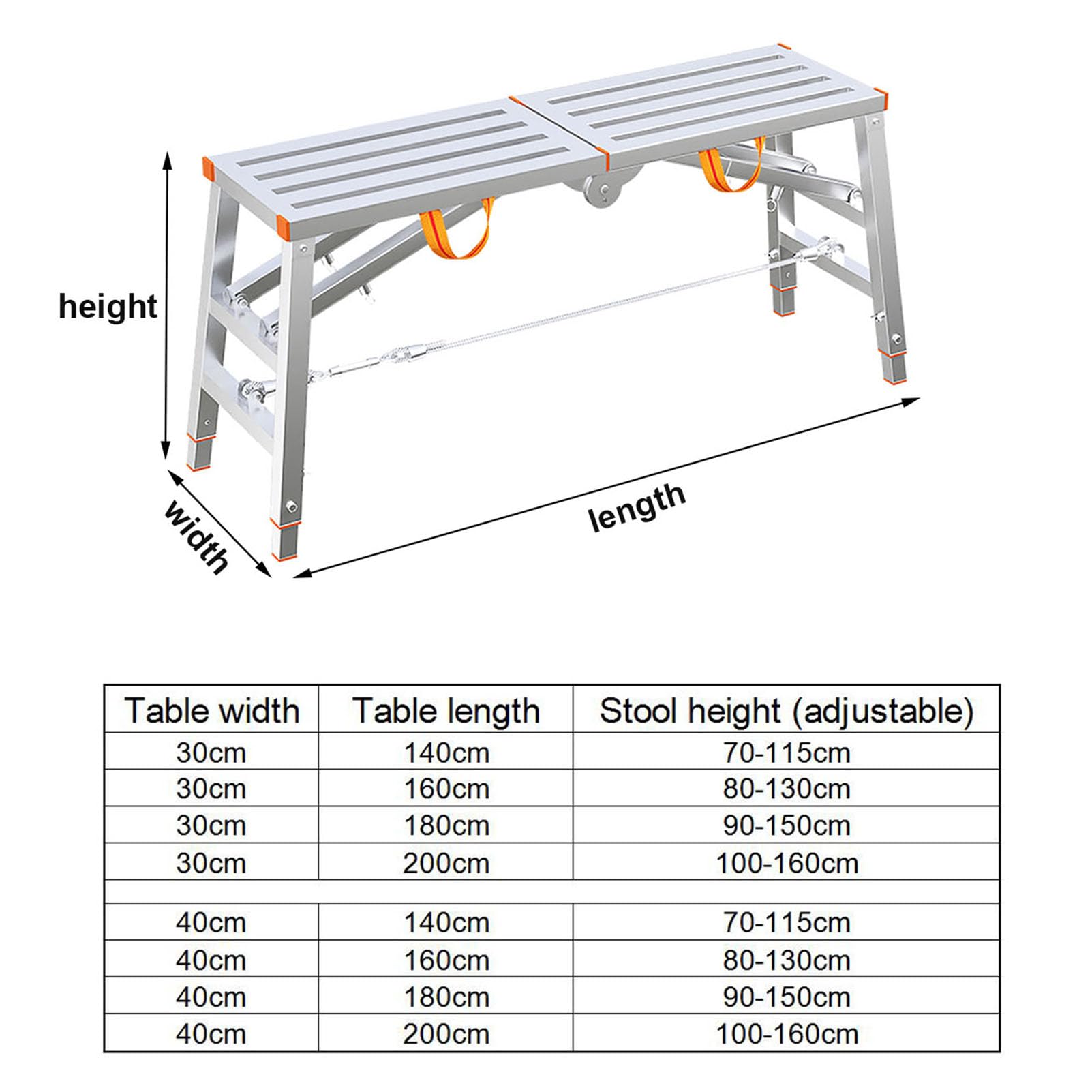 Plataforma de trabajo de altura ajustable para equipos de andamios, Escalera y taburete de torre de andamio plegable multiusos portátil Escalera de tijera de aluminio y taburete pintar paneles de ye