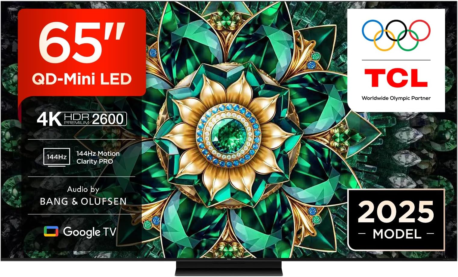 65Q7C-UK QD-Mini LED TV, 4K HDR Premium 2600, Smart TV Powered by Google TV (Dolby Vision IQ & Atmos, HVA Panel, Audio by Bang & Olufsen, 144Hz Motion Clarity Pro)