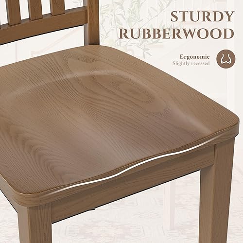 Miniatura 5 de COLAMY Juego de 4 sillas de comedor de madera, sillas de cocina y comedor de madera maciza de caucho, sillas laterales rústicas de granja para mesa