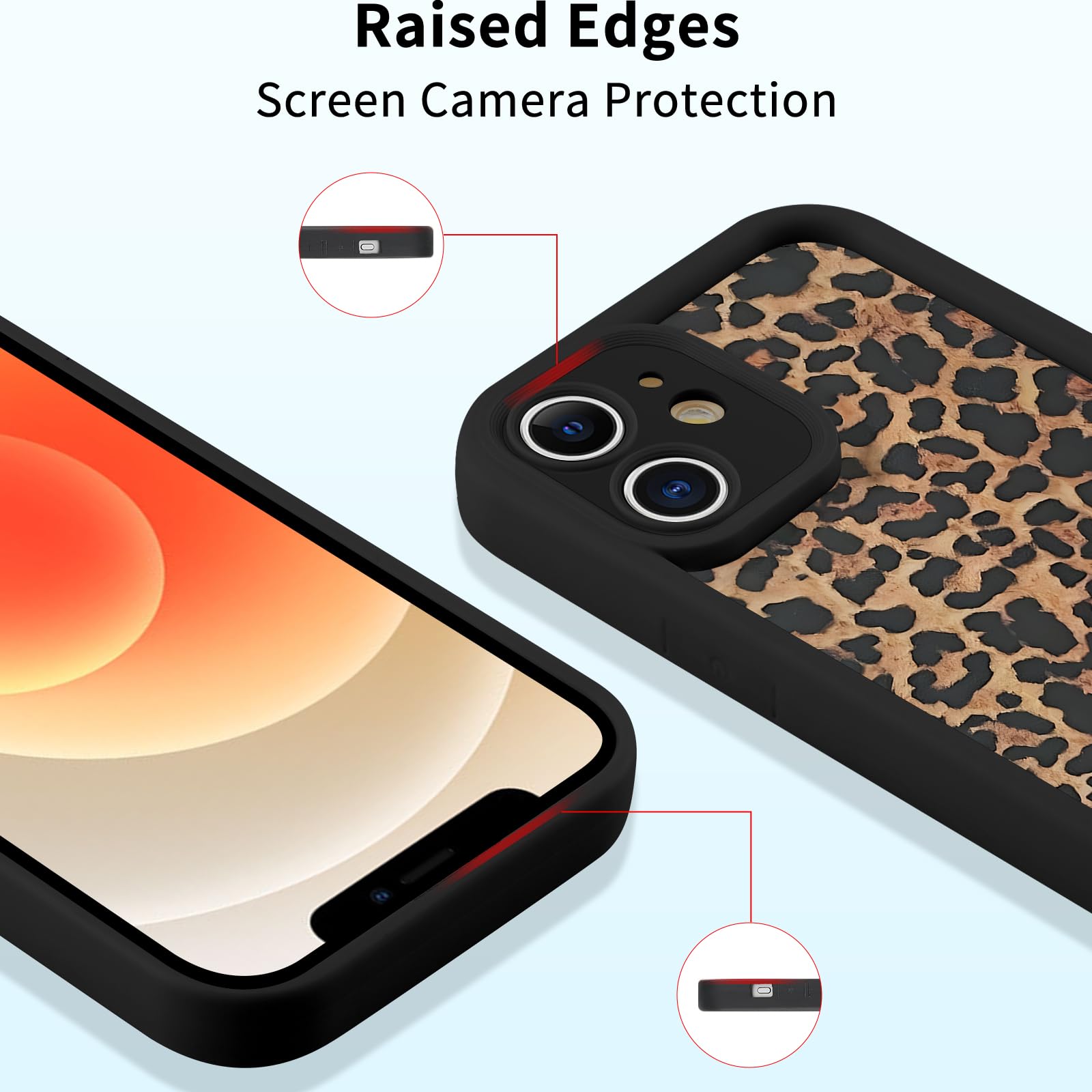 Custodia Aesthetic Per IPhone 12 Pro / 12 (6,1'') Con Stampa Leopardata – Cover In Silicone Morbido E Rigido, Antiurto, Design Estivo Per Donne