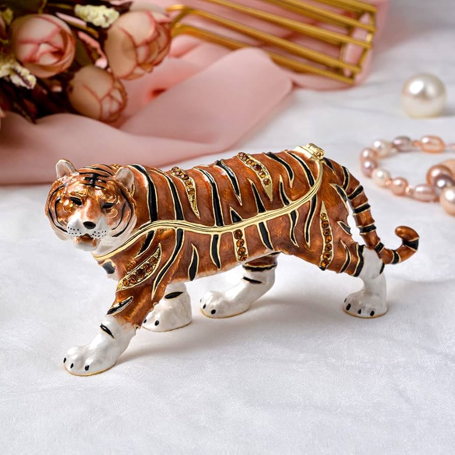 Amazon.com: FJ FENGZHIJIE Golden Crystal Enameled Tiger Jewelry