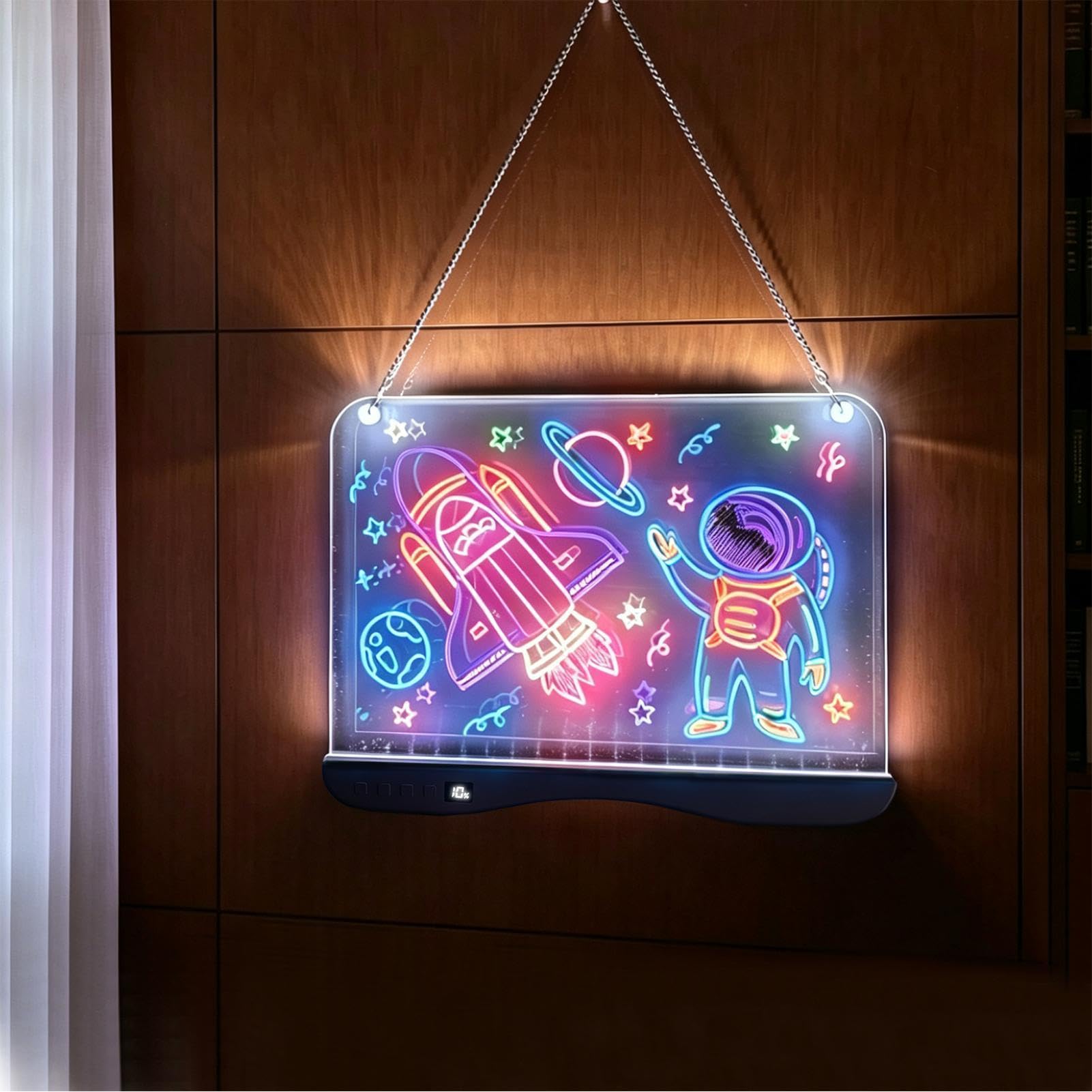 Pizarra Dibujo LED Para Niña Tableta Neón Recargable y Borrable 4 Modos