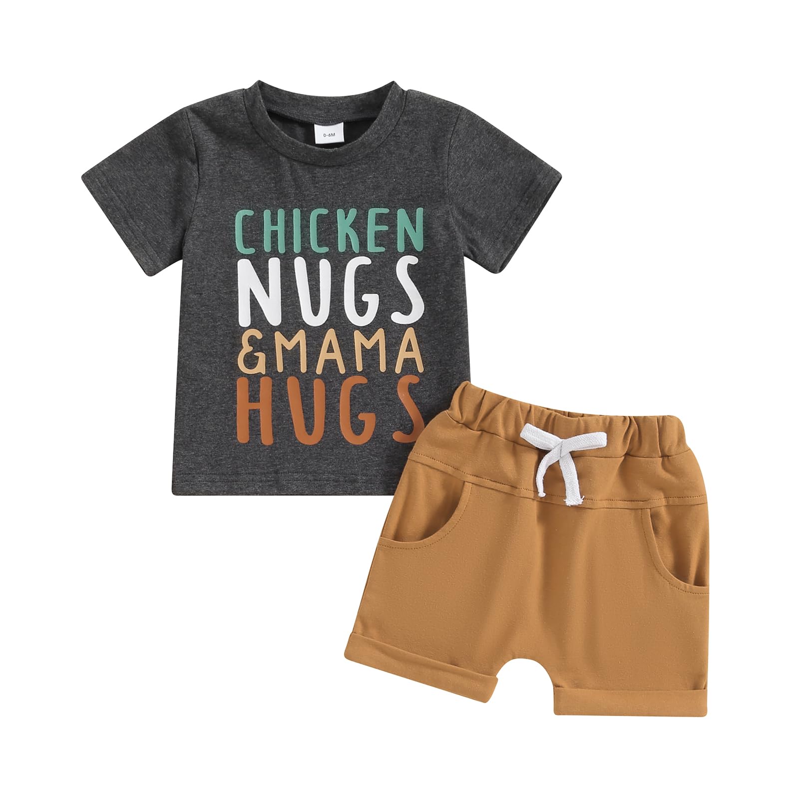 Meiweileya 2Pcs Infant Toddler Baby Boy Summer Clothes Short Sleeve Funny Letters Tshirt Tops Solid Shorts Set Farm Outfits