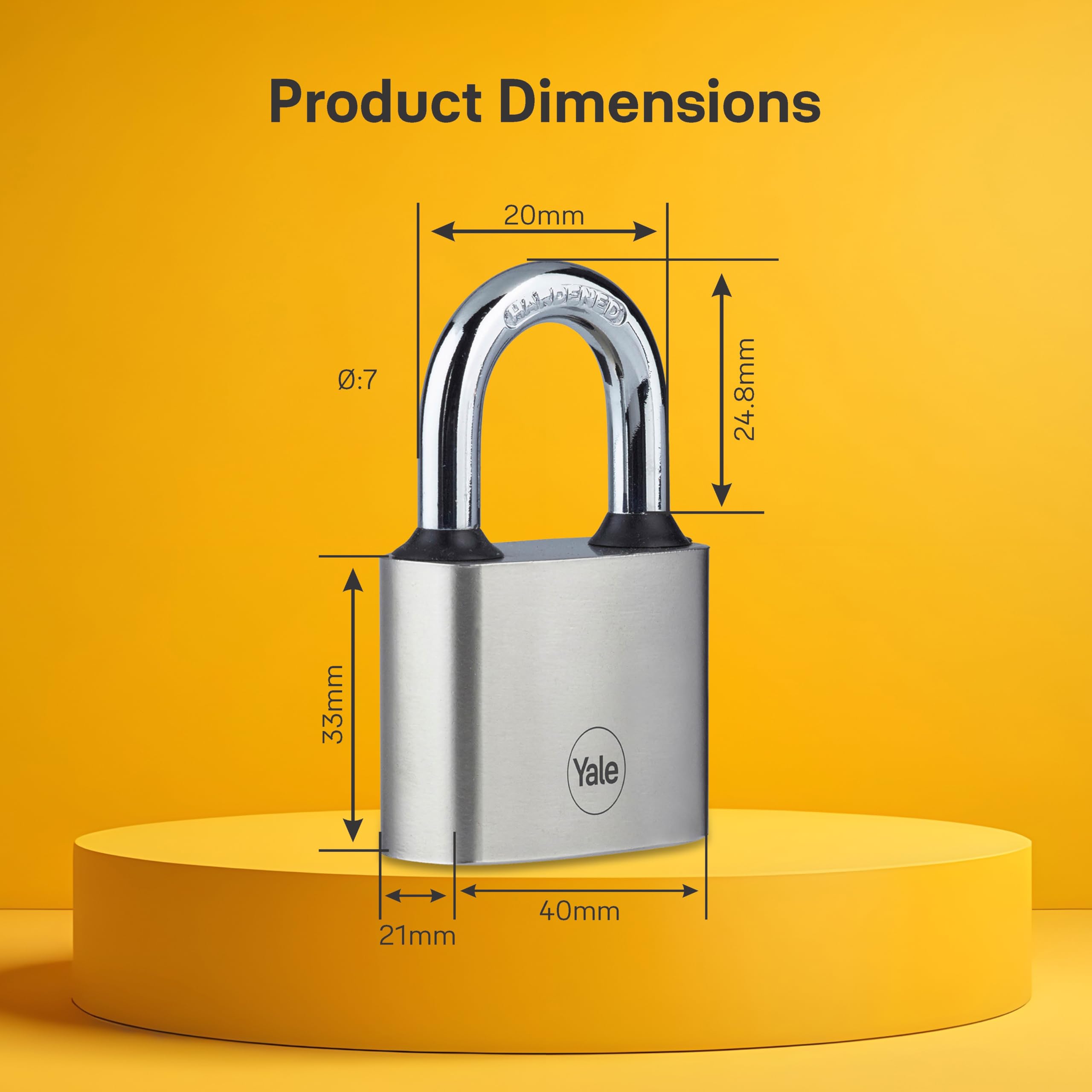 Yale Y112/40/132/1 Padlock for Main Gate 40mm Iron Disc Home Door Lock with 3 Retaining Keys | Hardened Steel Shackle Padlocks for Main Door | Lock and Keys Locks for Home (Silver Finish) — Amazon image 2
