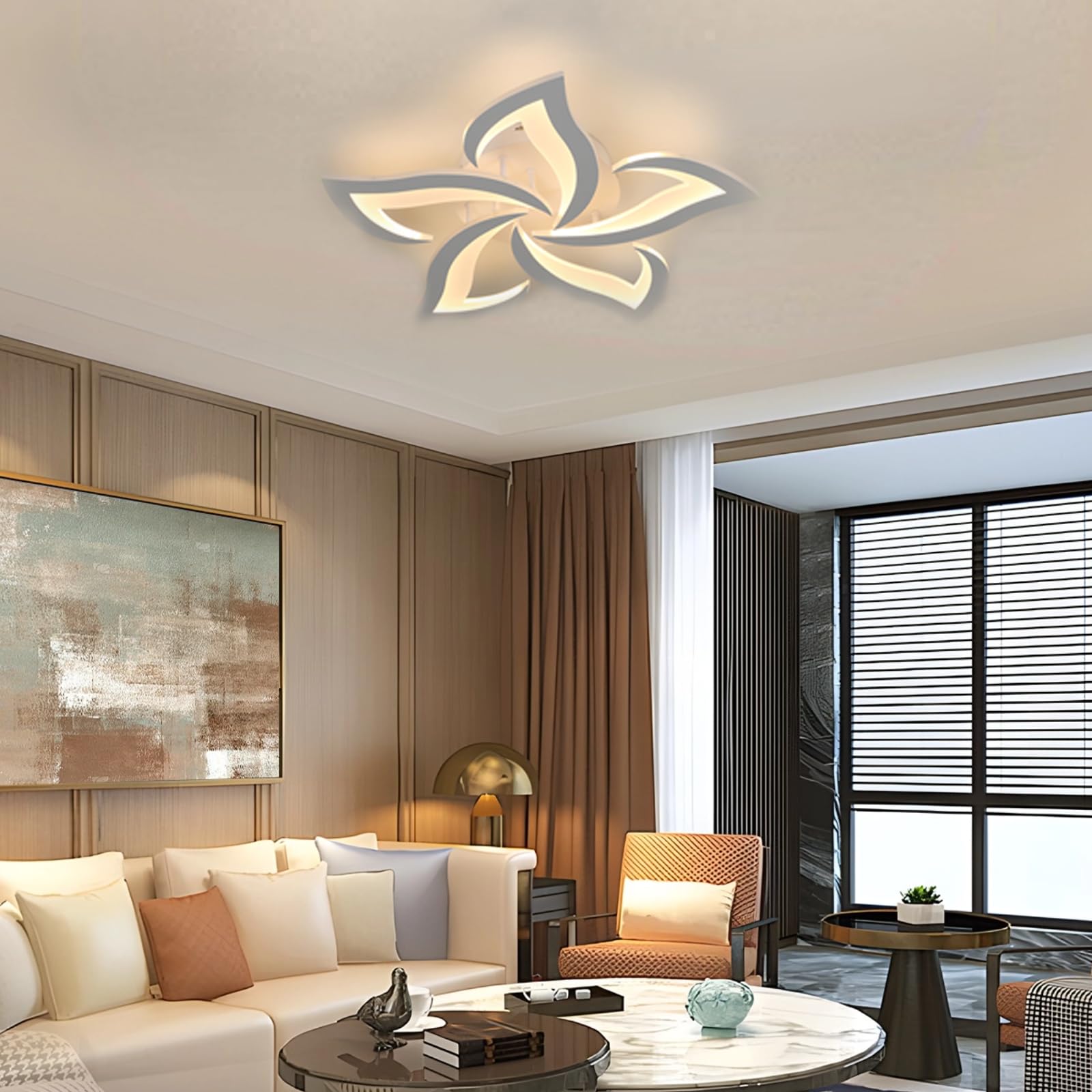 Comely Lampada LED Soffitto Moderno, 60cm 60W 6750LM Plafoniera LED Soffitto, Creativo Fiore Acrilico Lampada da Soffitto per Camera da Letto, Soggiorno, Bagno luce bianca calda 3000K, Bianco