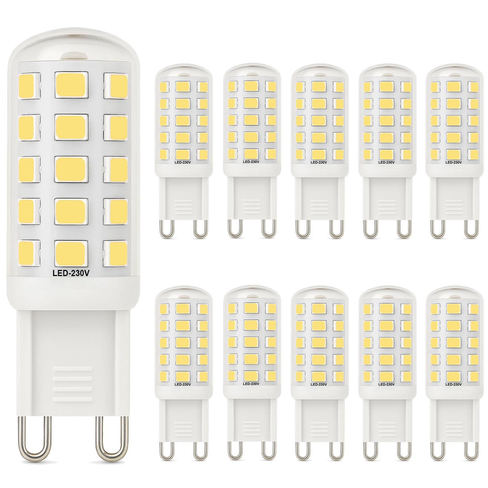 Ugvmn 3W G9 LED Leuchtmittel 580LM, Neutralweiß 4000K GU9 LEDs Birne entspricht 40W Halogenlampe,Kein Flackern G 9 LED Glühbirne,Lampe G9 Enegiesparende, Nicht Dimmbar, 10er Pack