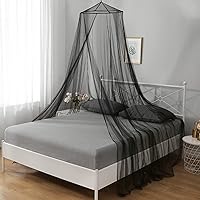 Vista 11 de Toldo de Cama con Mosquitera para Niñas, Cortinas de Cama King con Dosel Tamaño Queen desde el Techo, Tienda de Cama de Red Mosquitera Cúpula Toldo