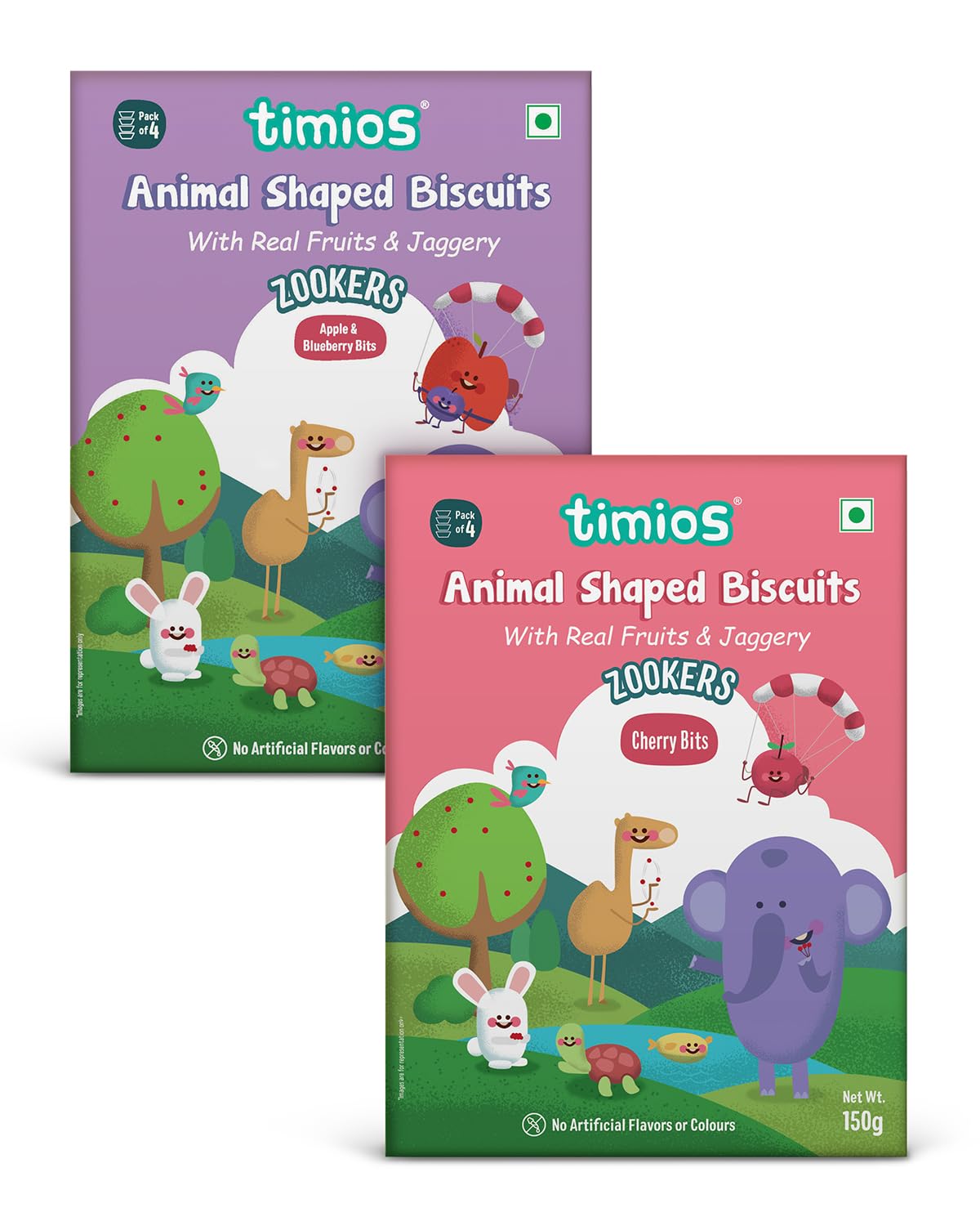 Zookers Mix Flavours | Kids Snacks | Baby Snacks for 12+ Months | Nutritious & 100% Natural Animal Shaped Biscuit | Pack of 2
