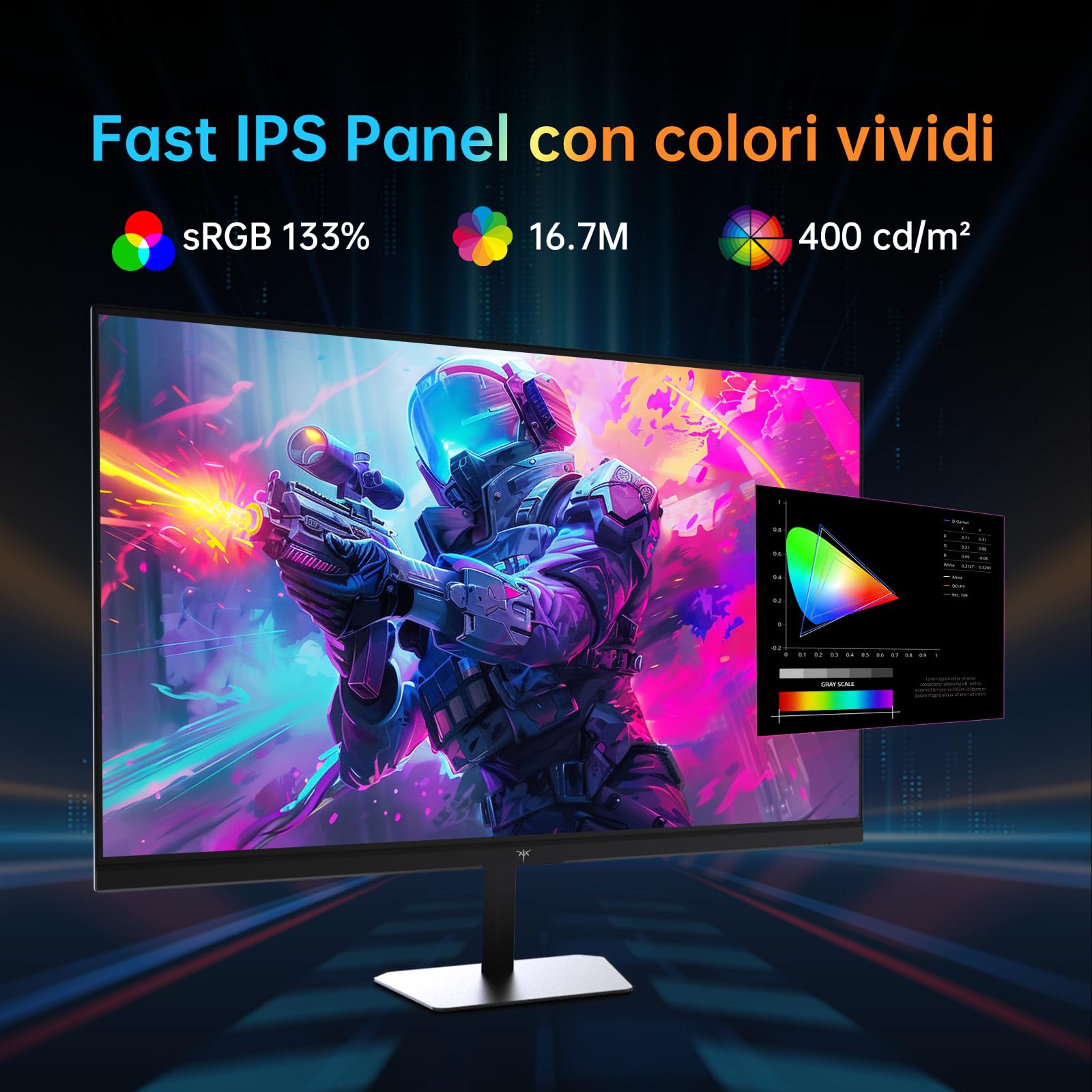 KTC Monitor Gaming 24 Pollici, FHD 1080P@180Hz (OC 190Hz) con pannello Fast IPS, Tempo di Risposta 1ms, FreeSync/G-Sync, HDR400, 133% sRGB, HDMI 2.0 / DP 1.4, Filtro Anti-Luce Blu, VESA 100×100