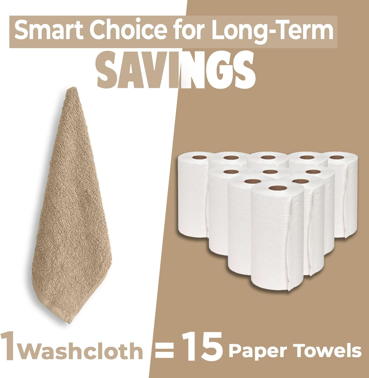 DAN RIVER 24 Pack Wash Cloths for Showering [12x12] - 100% Cotton Washcloths Premium Quality Flannel Face Cloths for Bathroom, Highly Absorbent and Soft Feel Wash Clothes, Tan - Image 6