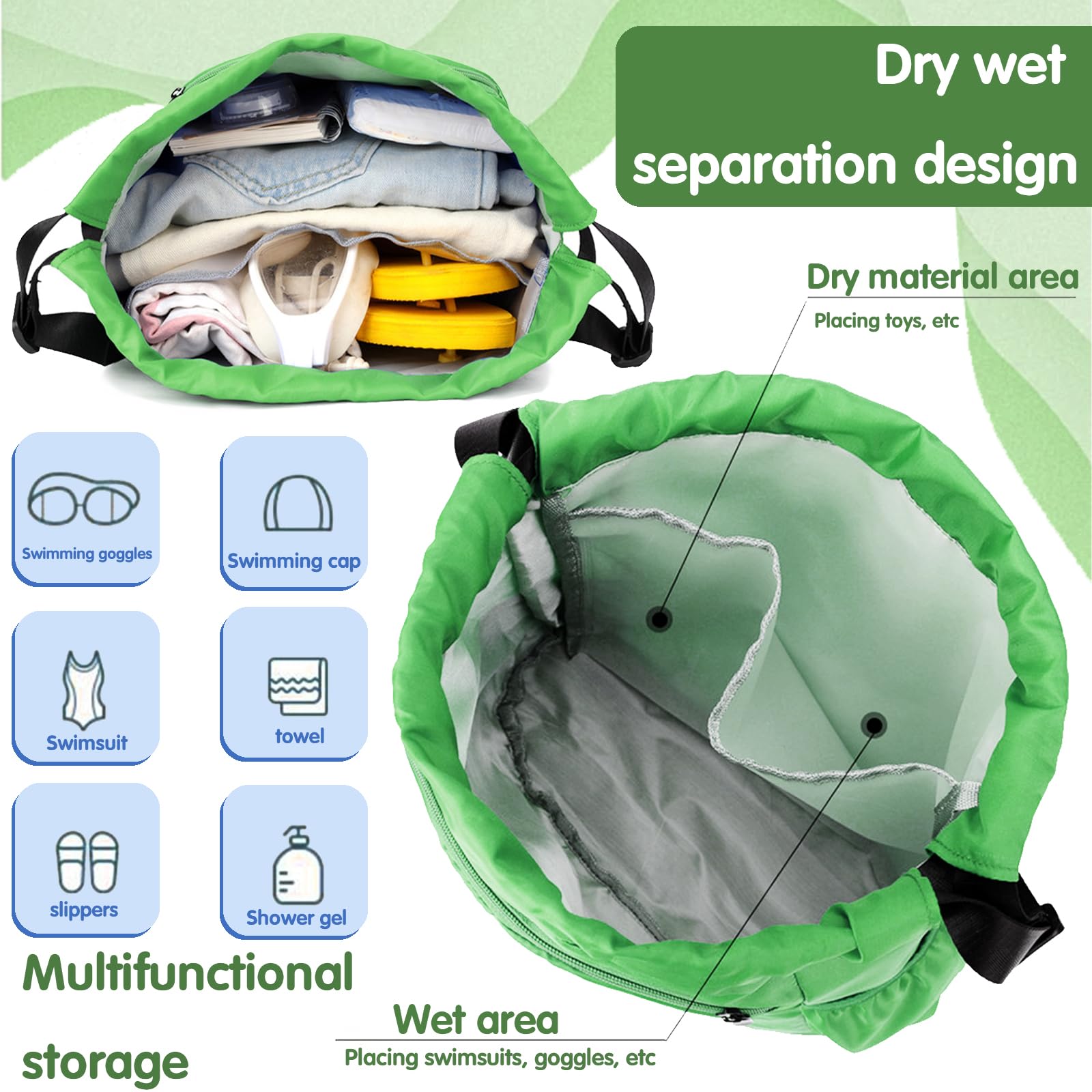 YOUYIKE Niños Mochila de Fitness, Deportiva Impermeable Bolsa de Playa, Bolsa para Viajes de Gimnasio, Adecuado Chico Chico Bolsa Deport, Mochila Con Cordón