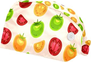 Seamless Pattern with Tomatoes Adjustable Working Caps,Man Women Working Caps,Bouffant Hats with Buttons Head Cover 2 Pack
