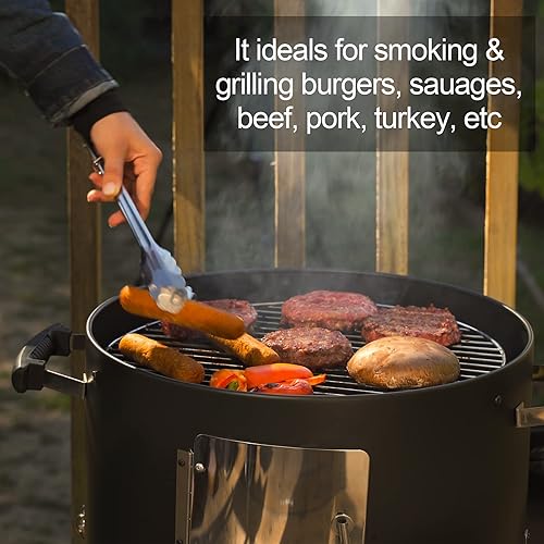 Miniatura 7 de Parrilla de barbacoa de carbón, resistente 3 en 1, parrilla ahumadora para jardín, camping, cocina al aire libre y parrilla