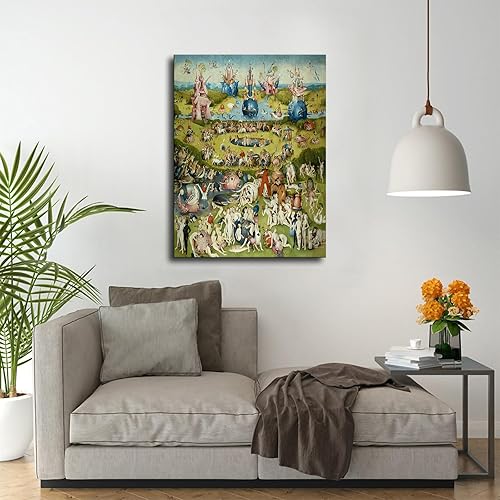 Miniatura 2 de SinYor Lienzo impreso en lienzo con texto en inglés «The Garden Of Earthly Delights» de Hieronymus Bosch, arte de pared moderno, sala de estar,