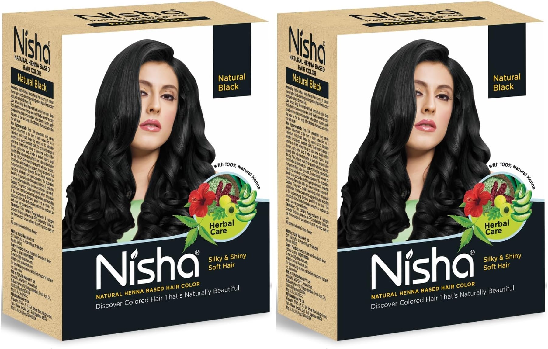 Henna Based Hair Color Natural Black 60g Pack of 2, Henna Powder Hair Color Dye Black Hair Colour