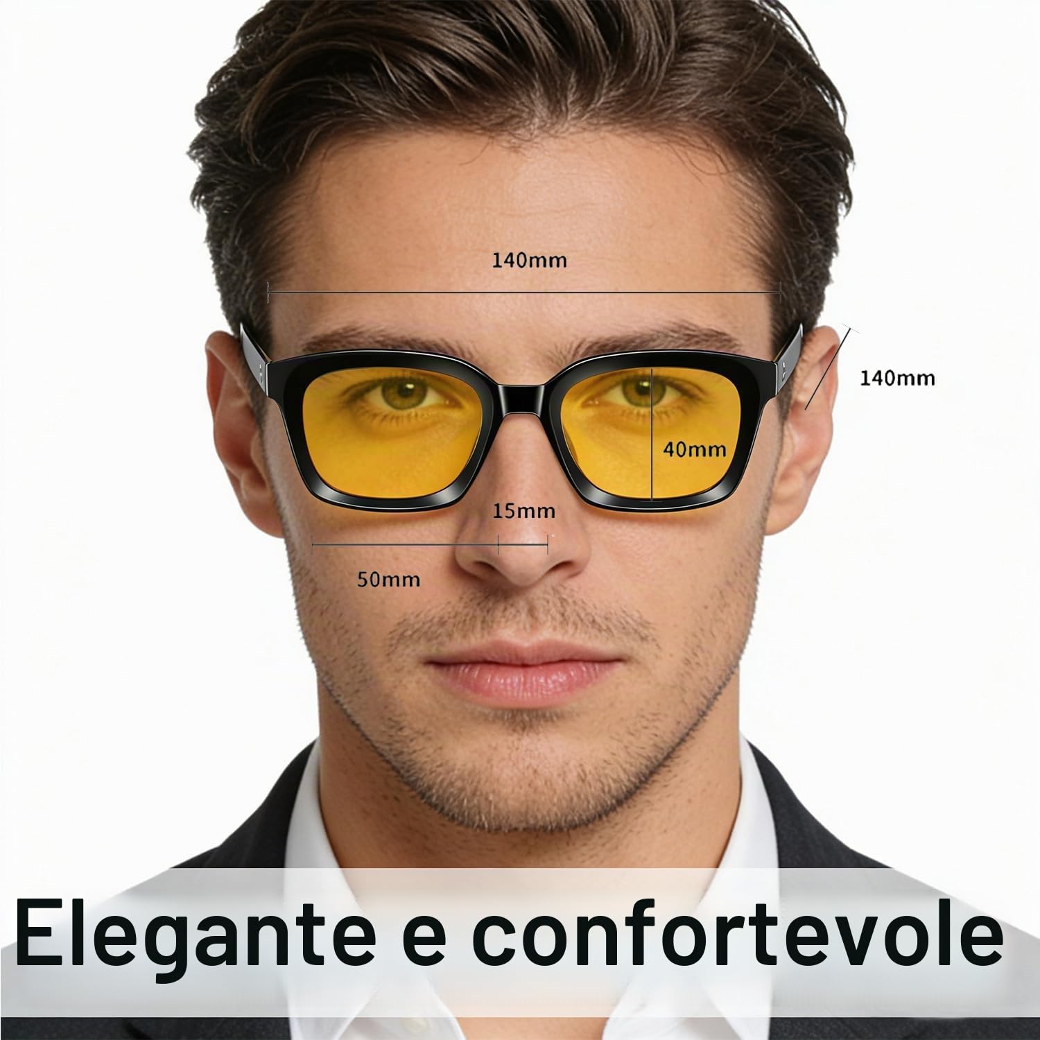 Hubeye Occhiali Anti Luce Blu Neri Montatura Quadrata, Ultraleggeri Occhiali da Gaming con Lenti Gialle/Rosse, Anti-Glare UV400 Occhiali da Computer Unisex Uomo Donna