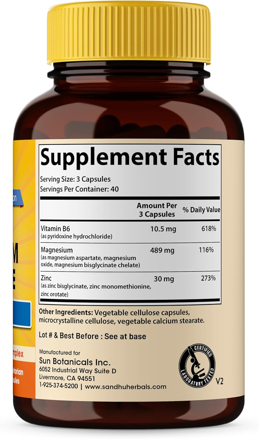 SANDHUHERBALS Zinc Magnesium Aspartate Supplement 120 Capsules| with Vitamin B6 & Zinc | High Absorption, Sleep and Immune Support | for Men & Women