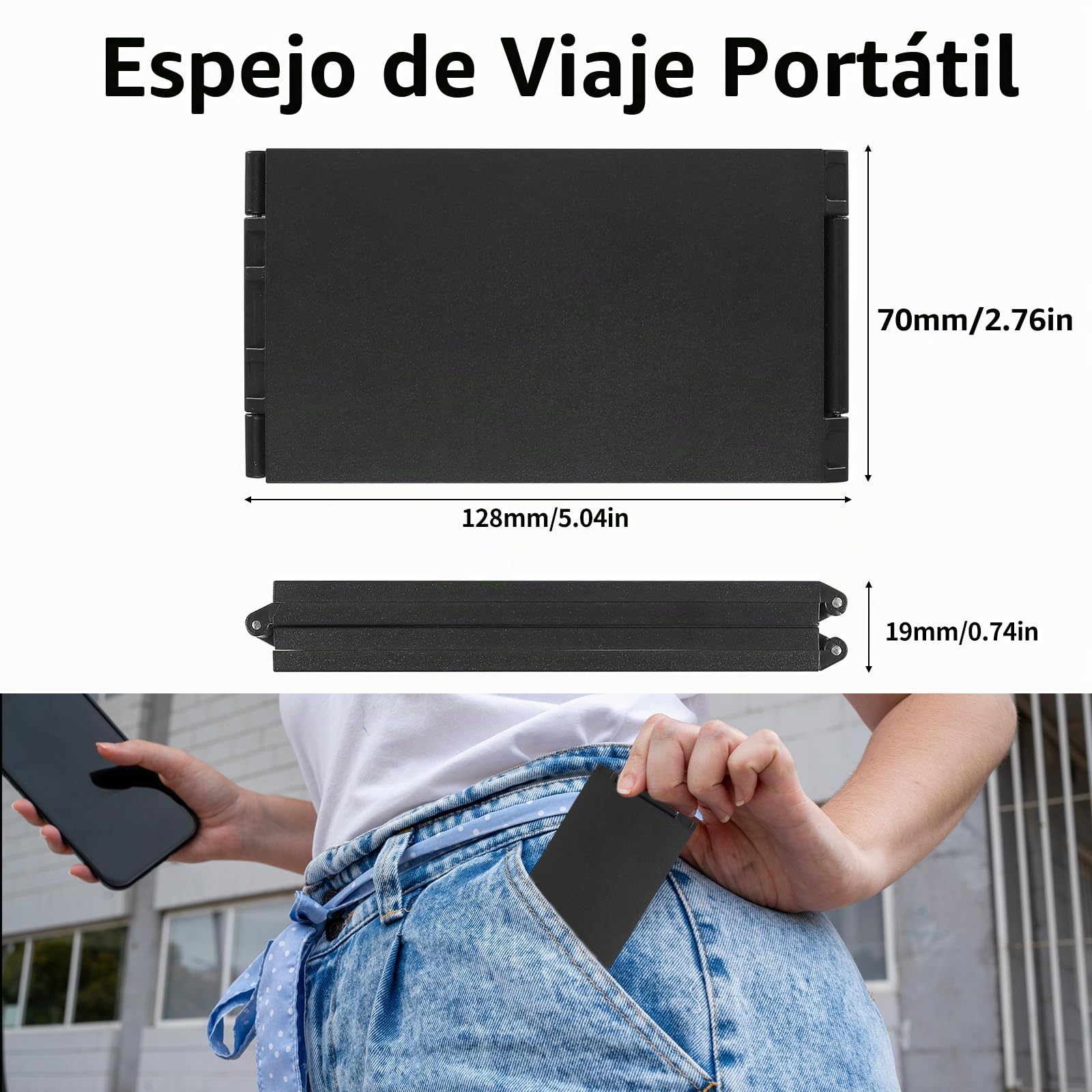 Espejo 360 Grados, 4 Vías, Plegable, Portátil, para Viajes y Belleza