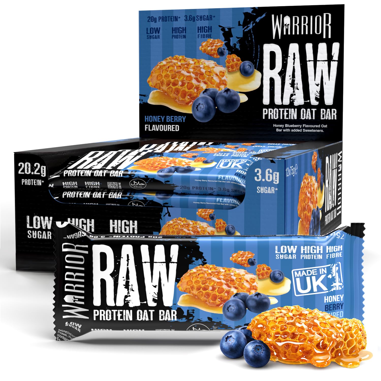 Warrior RAW Protein Bars 12 x 75g – 20g High Protein Bar, Low Sugar High Fibre Oat Protein Flapjack – Protein Snacks, Meal Replacement Bars (Chocolate Brownie) — view 28
