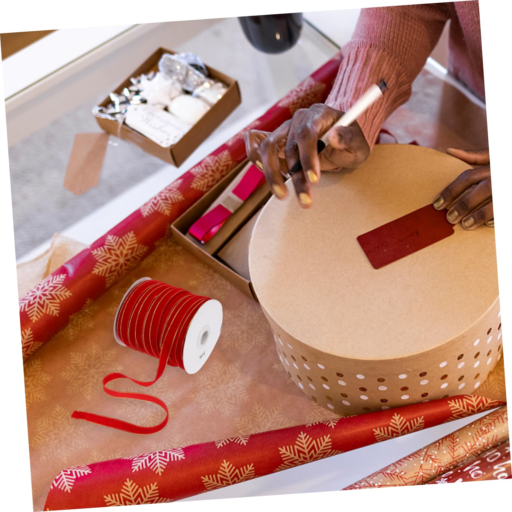 SHINEOFI 3rollen Velour Ribbon Für Weihnachtsdeko Yards Rot Für Bastelarbeiten Geschenkverpackungen Und -projekte Für Festliche Anlässe Und Dekorationen