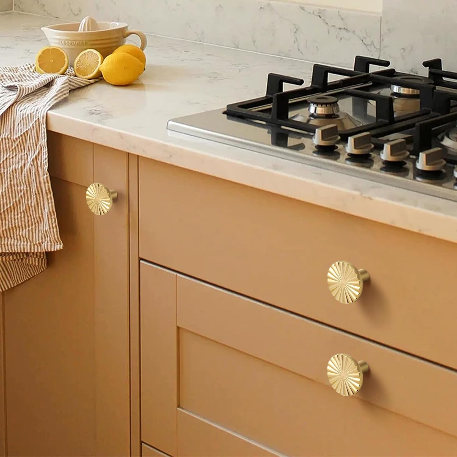 4 Pack Cabinet Knobs Gold Drawer Knobs 1.42 inch (36mm) Knobs for Dresser Drawers Zinc Alloy Cabinet Door Knobs