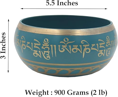 Miniatura 5 de DharmaObjects - Cuenco tibetano extra grande para meditación con mazo y cojín de seda