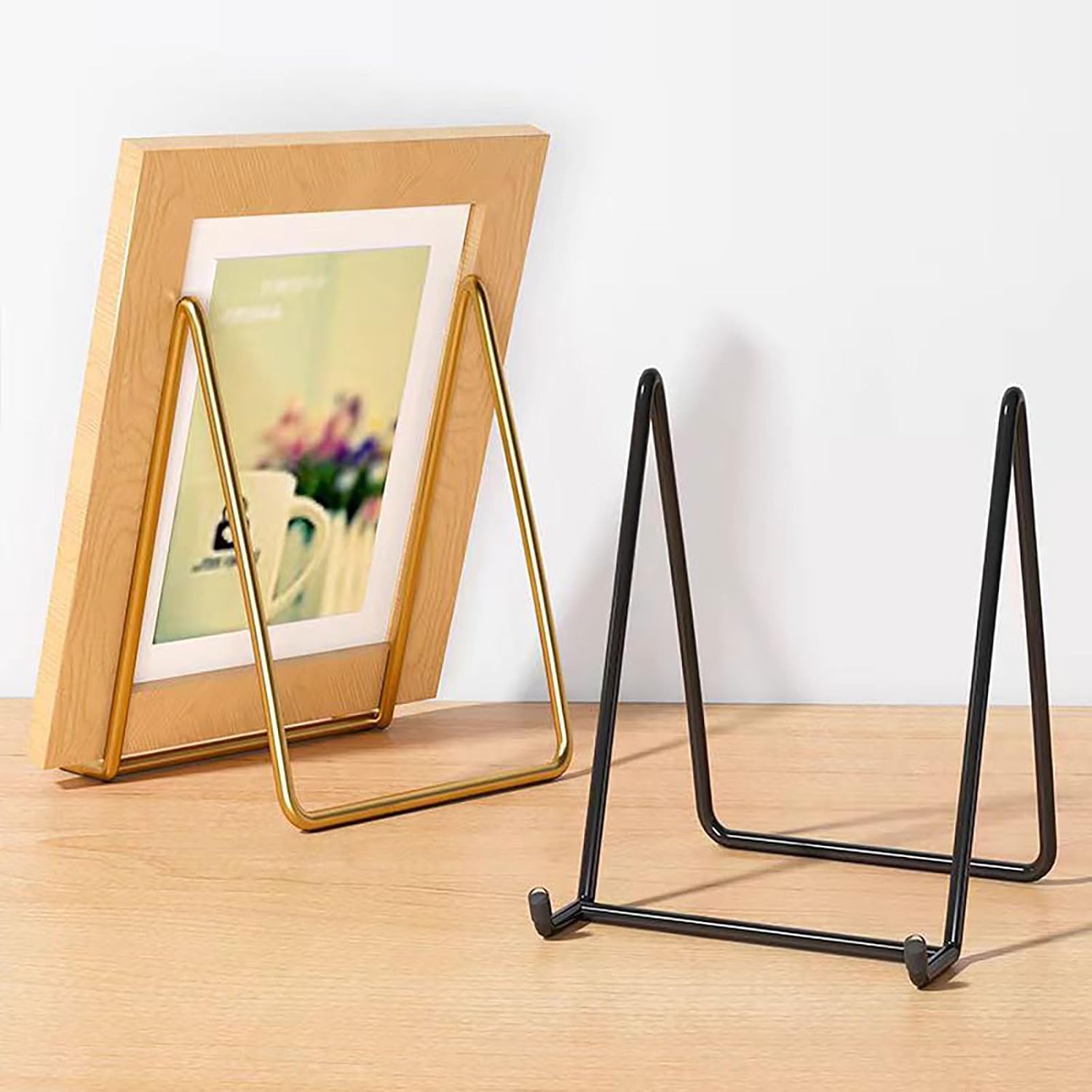 Yansanido Photo Frame Stand, 4 Pcs 6 Inch x 5.5 Inch x 3.5 Inch Alloy Black Bold Holder for Decorative Ornaments (black)
