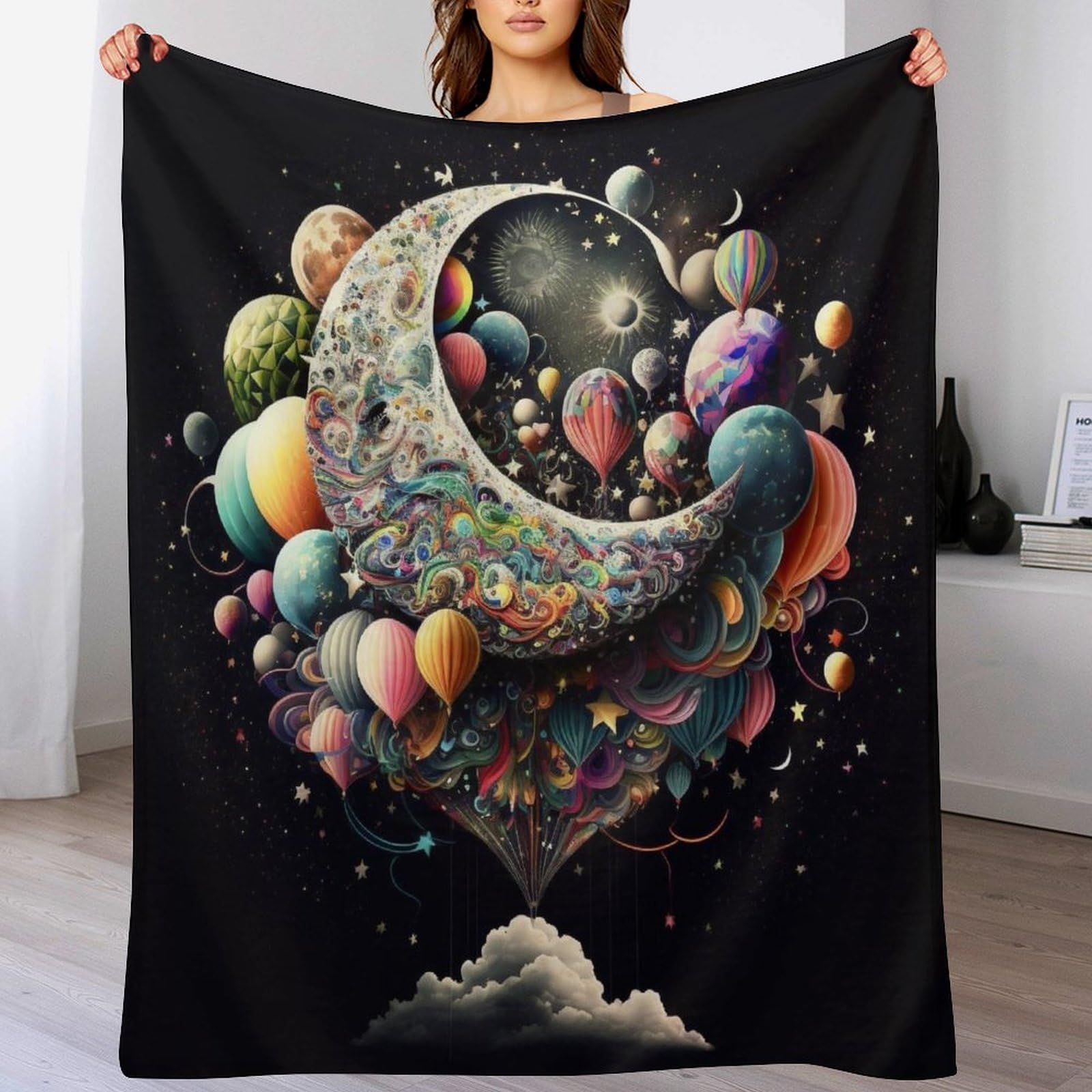Couverture polaire flanelle planète colorée housse canapé et drap de lit