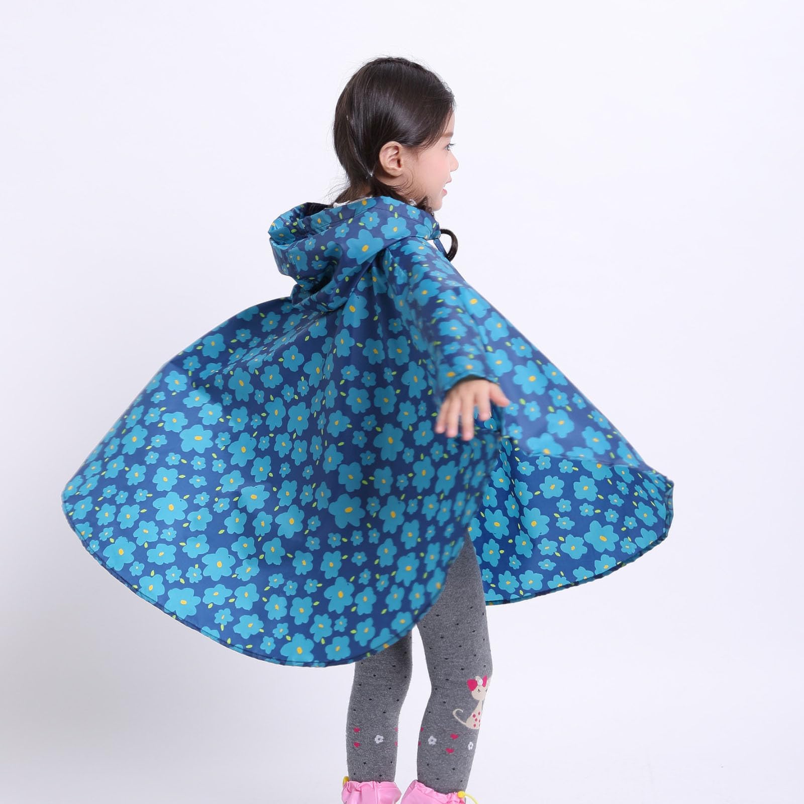 Veste Imperméable Enfant, Imperméable pour Enfants vêtement de Pluie Poncho animé pour Filles Manteau à Capuche pour Jeunes Contre intempéries Mode ludique Confort assuré vêtement extérieur