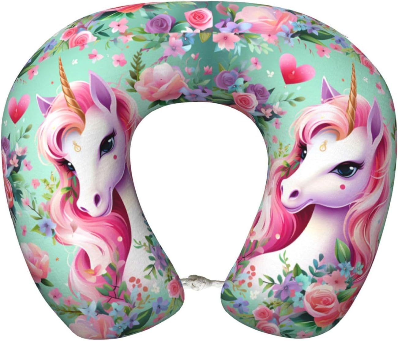 Bjyccar Oreiller de voyage en mousse à mémoire de forme de licorne rose en forme de U pour voyage et maison – Support ergonomique du cou avec mousse à mémoire de forme de qualité supérieure.