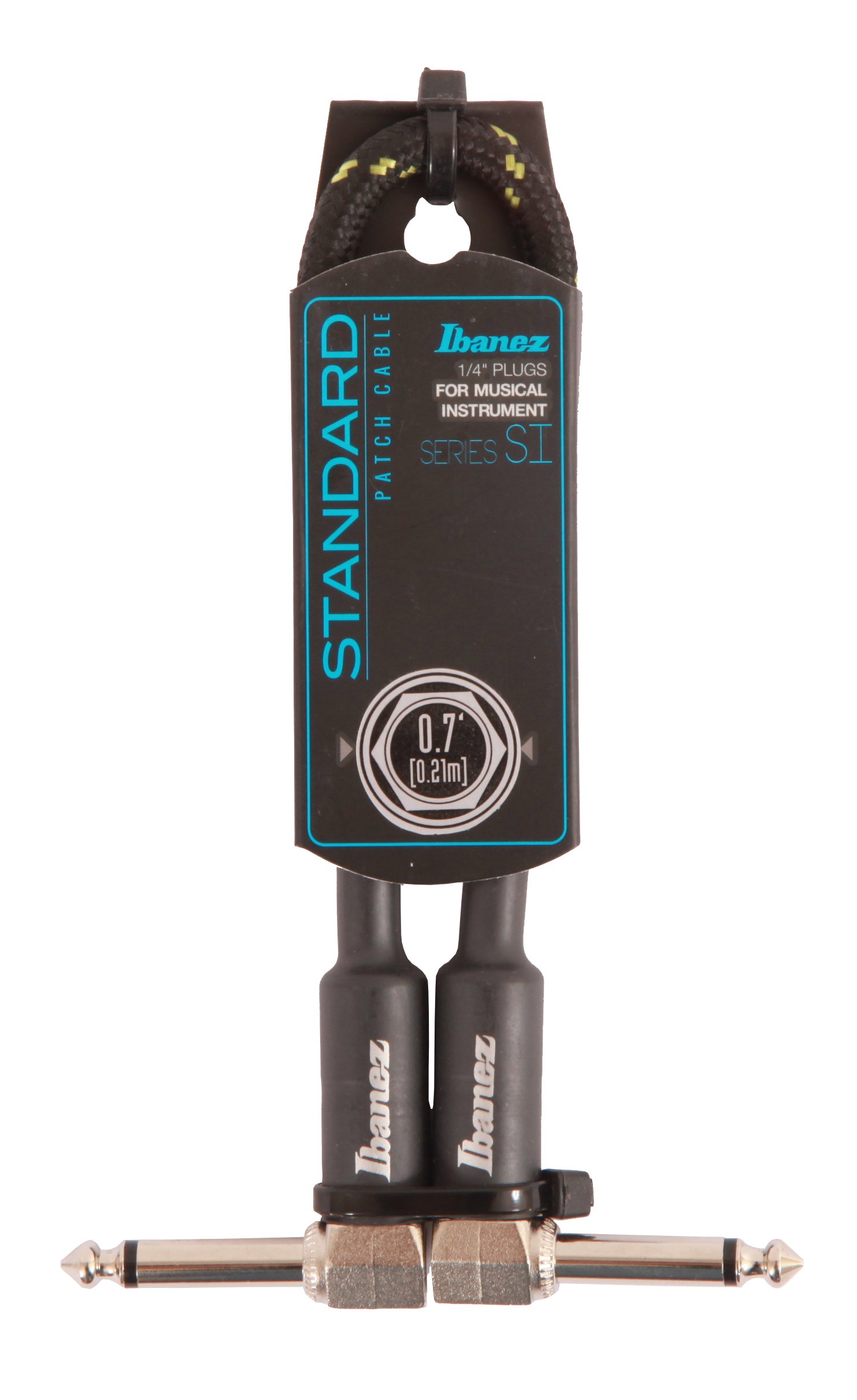 IBANEZ SI serisi (standart) enstrüman kablosu - Patch kablosu 2 açılı fiş dokuma - jak - jak - siyah x yeşil - 0,21 m / 0,7 ft (SI07P-BG)