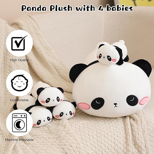 Vista 43 de Almohada de capibara, adorable almohada de peluche de animal, con 4 peluches bebés en su barriga, de algodón suave, regalo para niños