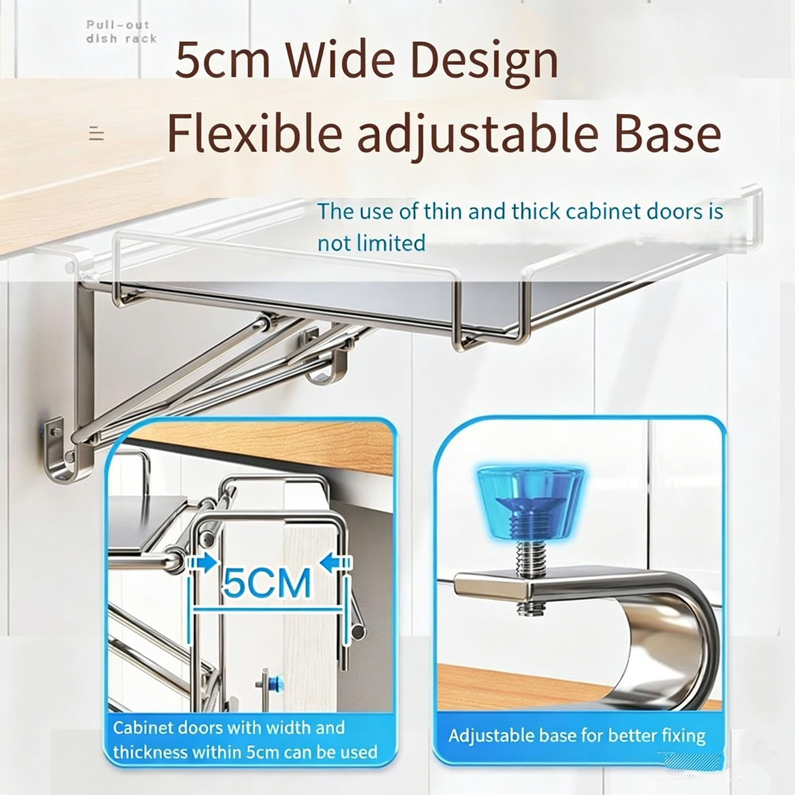 Estante para Puerta de Armario de Acero Inoxidable Impermeable, Tablero de PreparacióN Plegable DiseñAdo para Espacios de BañO HúMedos(A)