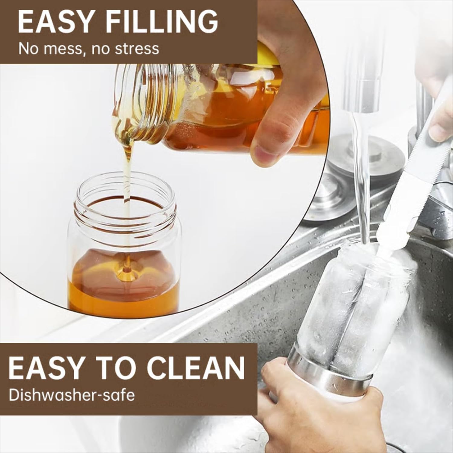 2026 Boutique Kitchen Tool, Honey Dispenser No Drip with Base, 12oz Glass Honey Jar Pot with Handle, Honey Container for Coffee or Tea, Press Type Drips Dispenser for Honey Syrup Chocolate(Yellow)