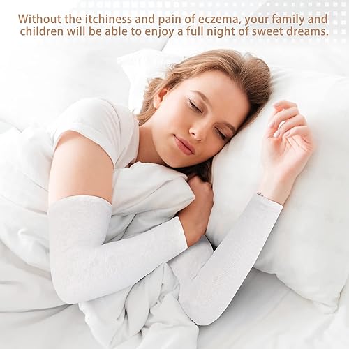 Miniatura 7 de Evridwear Mangas para brazos o piernas para eccema, 5 pares de tela de algodón puro para evitar arañazos y rozaduras, eccema, enfermedades de la