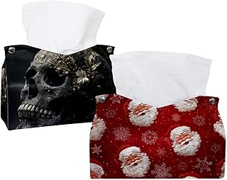 Juego de 2 fundas para caja de pañuelos, copos de nieve de Papá Noel, rojo (3) soporte para caja de pañuelos, dispensador de servilletas faciales para baño, cocina, dormitorio, oficina, hotel