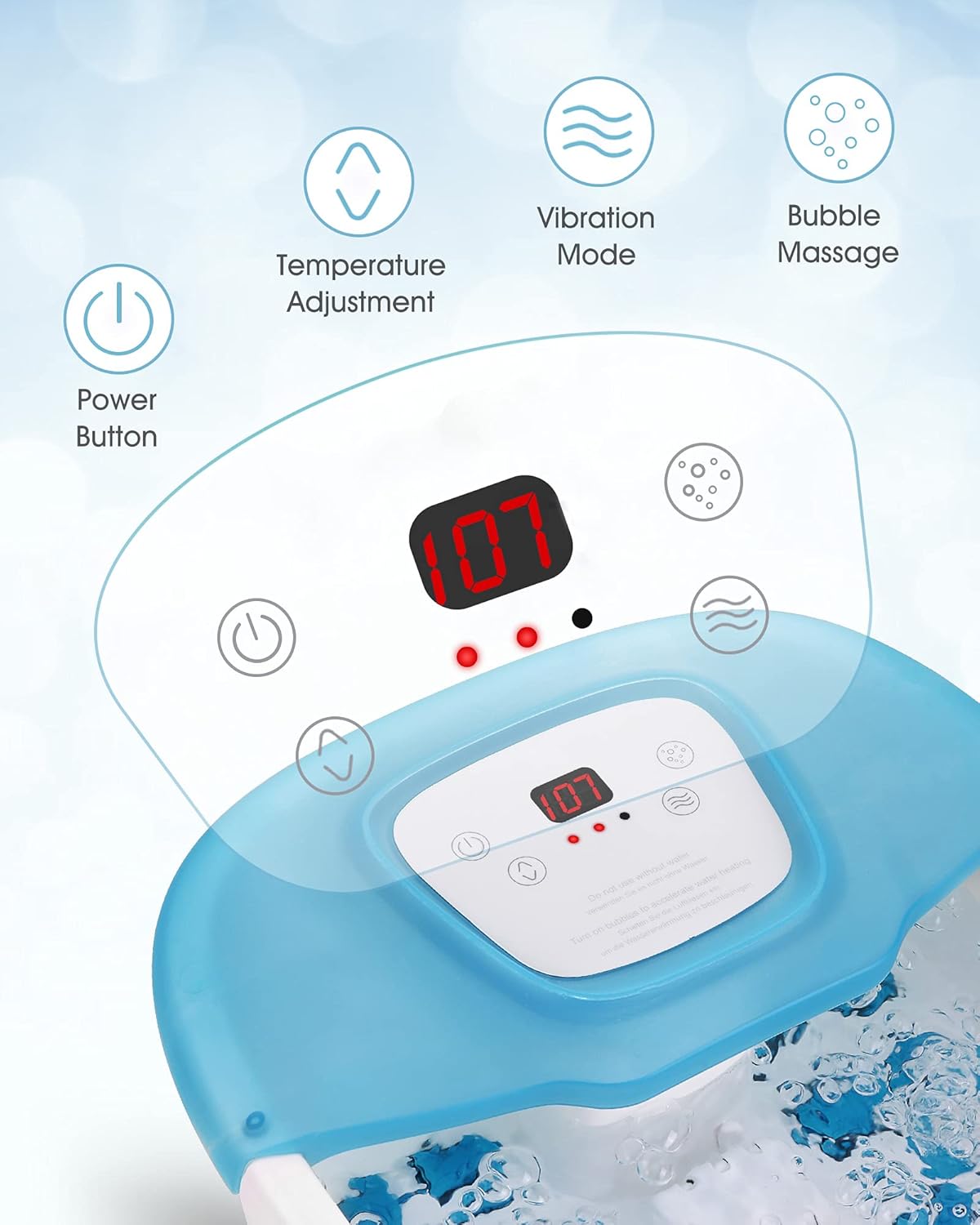 Foot Spa/Bath Massager with Heat, Bubbles and Vibration, Removable Pedicure Grinding Stone, Foot Soaking Bath Basin with 16 Shiatsu Massage Rollers & Adjustable Temperature, Heated Foot Bath Home Use : Beauty & Personal Care