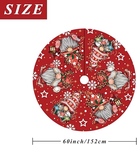 Miniatura 7 de Falda de árbol de Navidad, falda de árbol de Navidad, gnomos con purpurina, copo de nieve, falda de árbol de invierno de 36 pulgadas para decoración