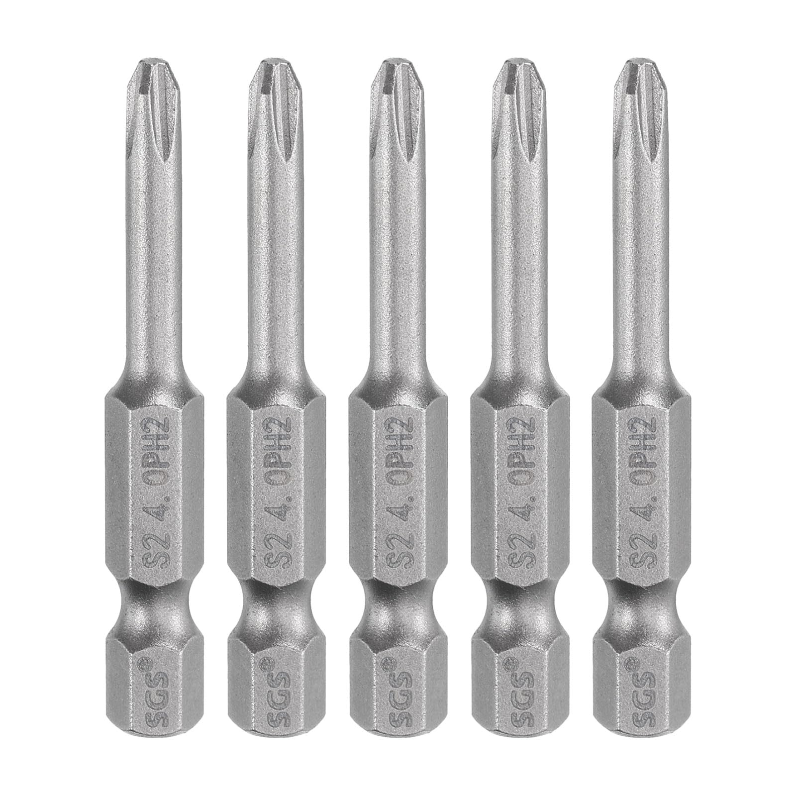 HARFINGTON 5pcs #2 Phillips Screwdriver Bit PH2 1/4" Hex Shank 2" (50mm) Long Magnetic S2 Steel Industrial Grade Screw Driver Bit Cross Head Electric