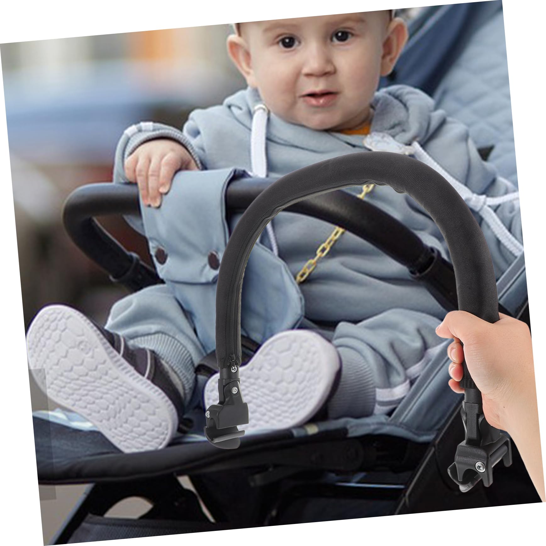 Kinderwagen Querstange als Armlehne und Griffverlängerung aus Metall