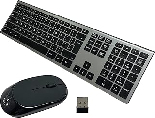Slim Wireless Keyboard & Mouse Set, KCA_S, 2.4G Cordless QWERTY UK Layout USB Keyboard & Silent Mouse, Ultra-Thin & Super Energy Saving for Windows PC/Laptop/Surface/Apple Mac.