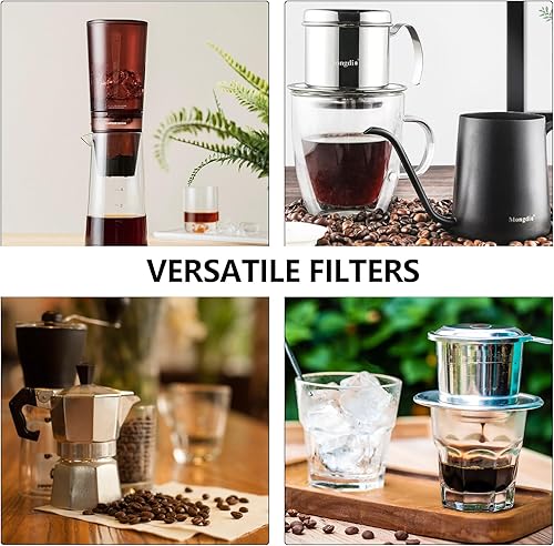 Miniatura 8 de 400 filtros de café percolador sin blanquear, filtro de papel de café desechable de 3.75 pulgadas con agujero, filtros de café de disco para