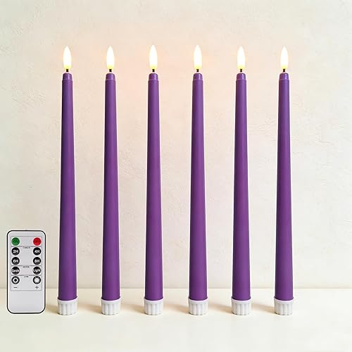Miniatura 16 de Velas Cónicas Sin Llama Color Rosa con Control Remoto, Juego de 12 Candeleros LED Navideños a