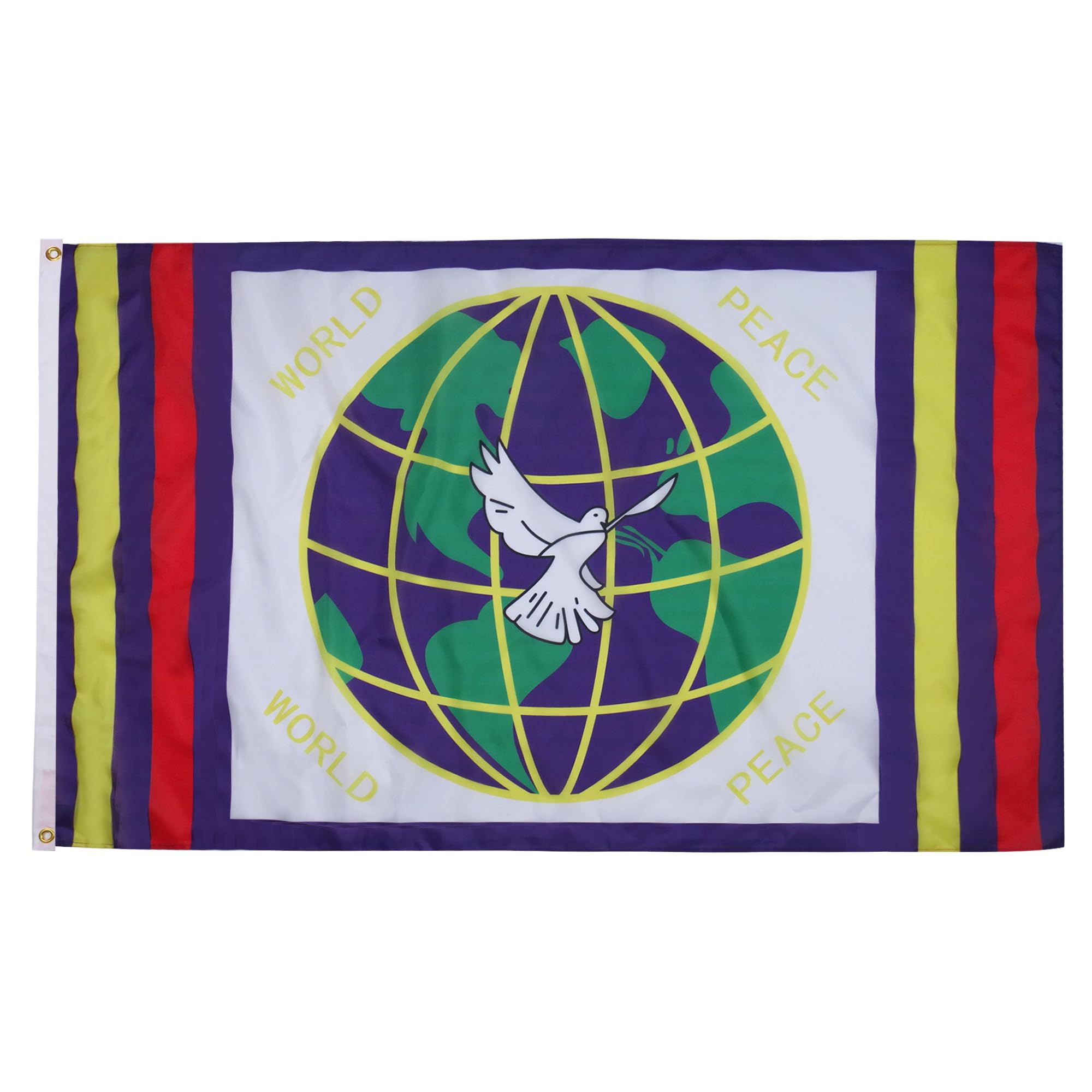 AZ FLAG - Peace In The World Flag - 2x3 Ft - 100D Polyester World Peace Banner with Two Metal Grommets - Fade Resistant - Vivid Colors - 2' x 3' Feet - 90x60 Cm