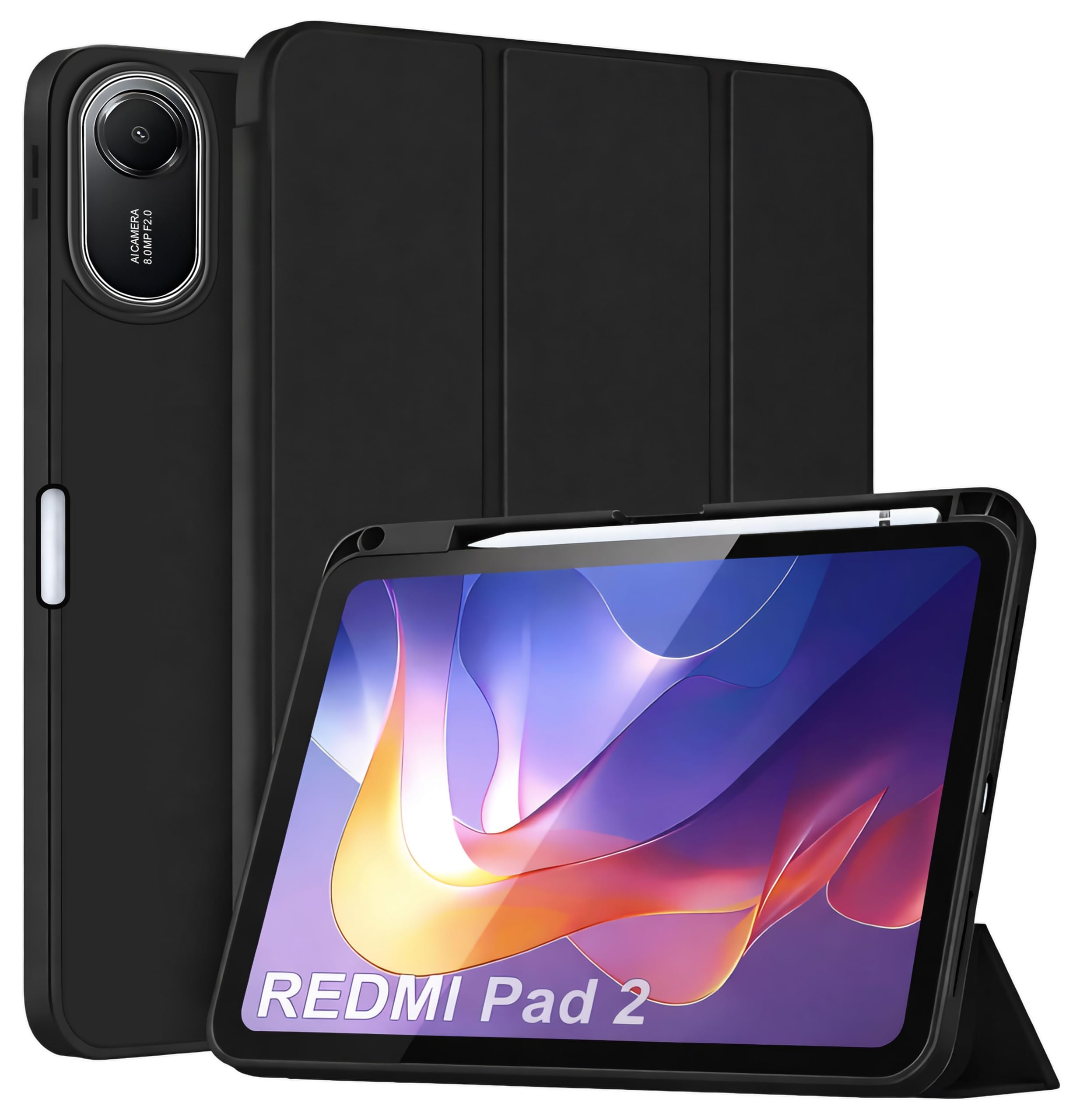 ProElite Cover for Xiaomi Redmi Pad 2 11 inch Case, Soft Flexible Flip Case Cover for Xiaomi Redmi Pad 2 11 inch with Pen Holder, Support Auto Sleep Wake, [Recoil Series] - Black-image-37